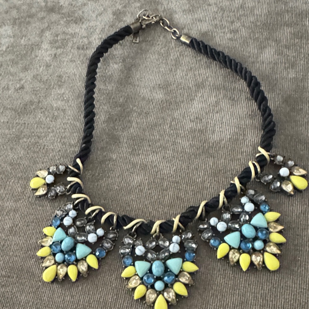 Turquoise & Yellow Statement Bib Necklace - Contemporary Women’s Jewelry